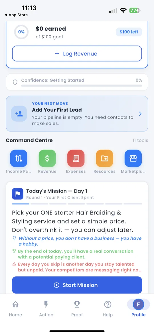 Goal Progress card with progress bar and dollar amounts
