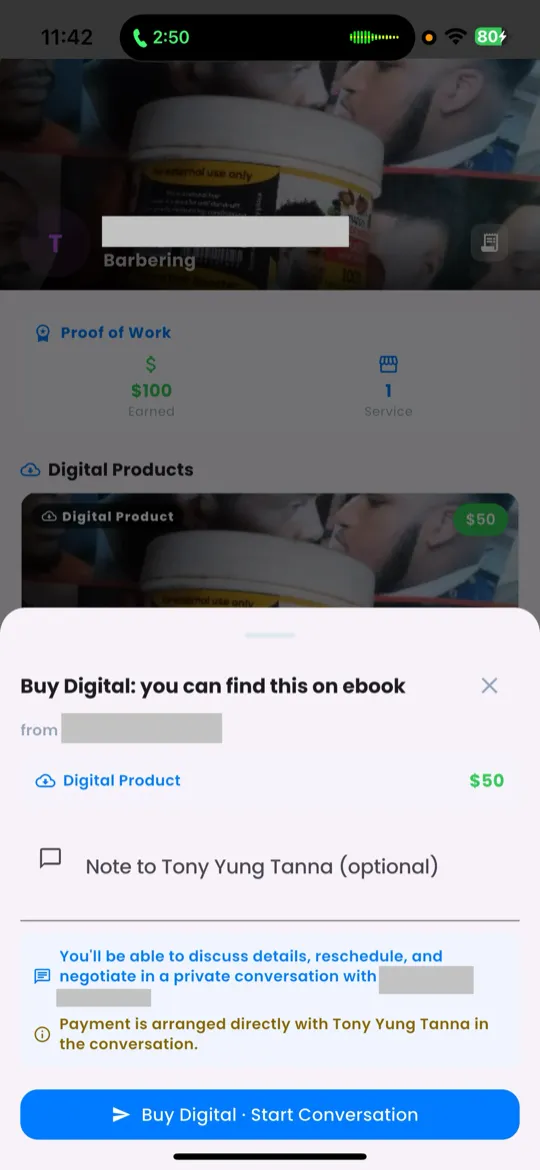Provider profile with Book and Message buttons