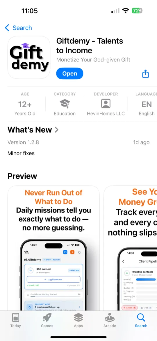App Store listing for Giftdemy