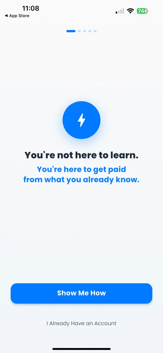 Gift selection screen with categories