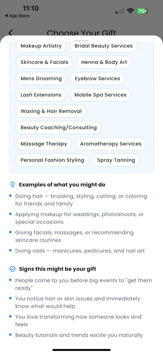 Goal selection screen