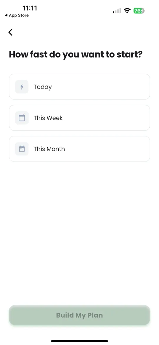 Home screen after onboarding