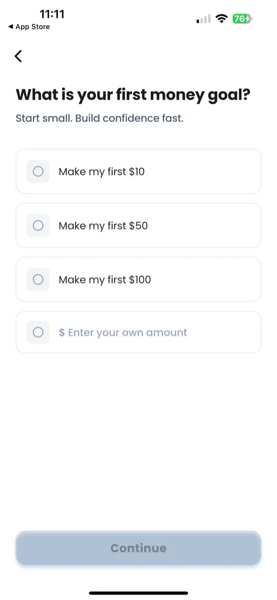 Speed selection screen