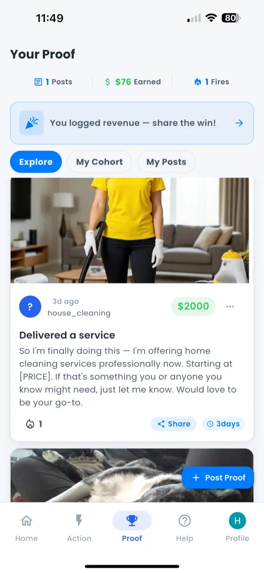 Proof feed with community wins