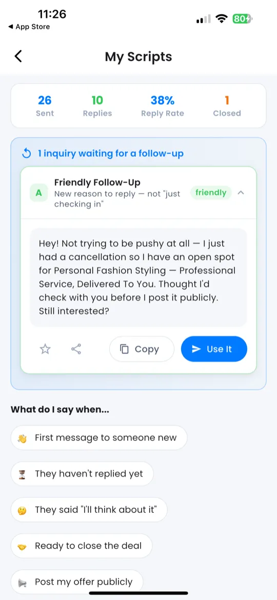 Favorites section with starred scripts