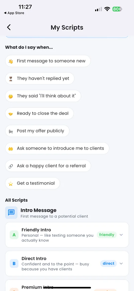 Smart Nudge banner suggesting a script category